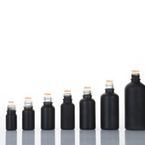 Whoelsale Empty 5ml 10ml 15ml 20ml 30ml 50ml 100ml Matte Black Refillable Glass Dropper Bottle