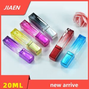 Colorful Square Shaped Refillable Perfume Bottle with Spray Atomizer Glass Bottle