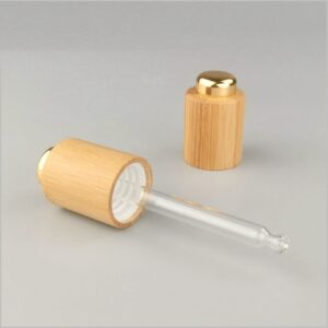 Wholesale Gold Dropper Bottle Luxury Dropper Bottle Oil Dropper Bottle 20ml 30ml for Container Cosmetic Packaging with Press Bamboo Lid