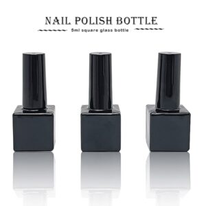 Wholesale Empty 5ml 10ml 15ml Square Matte Black Glass Bottles UV Gel Empty Nail Polish Jar