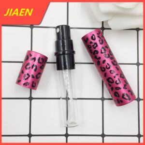 China Wholesale Empty Leopard Print 8ml Flint Glass Bottle Round Shape Refillable Perfume Bottle with Spray Atomizer