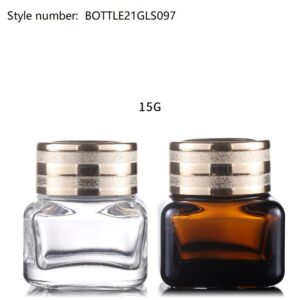 Wholesale Empty Square Clear 15g Glass Jars Cosmetic Containers Cream Jar Eye Bags Cream Jar with Gold Lids