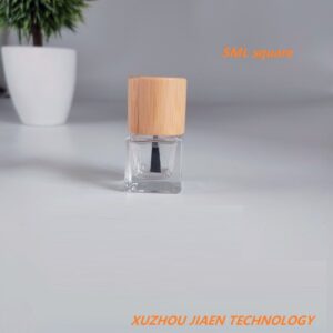 Wholesale Transparent Empty 5ml 8ml 10ml Square and Round Glass Bottles Cosmetic Gel Nail Polish Jar with Bamboo Lid