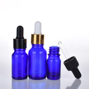 Wholesale Empty 5ml 10ml 20ml 30ml Amber Blue Boston Round Glass Dropper Essential Oil Bottle