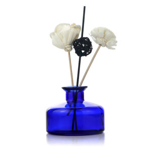 Wholesale Empty 200ml Round Transparent Blue Black Reed Diffuser Bottles Glass Aroma Diffuser Bottle