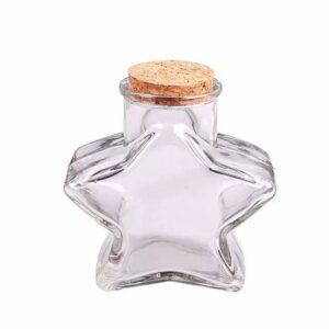 Wholesale Empty Clear 50ml Mini Storage Bottle Glass Jars Wishing Candy Bottle Five Stars Shape with Cork