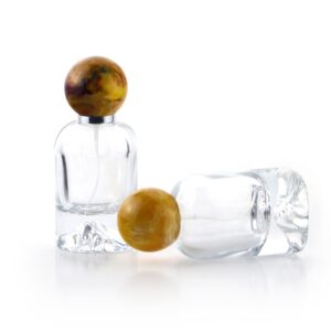 Wholesale Empty Factory Price Transparent Round 50ml Volcano Glass Perfume Bottles with Round Resin Cap
