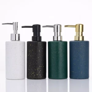 Wholesale Luxury 350ml Glass Hand Washing Sanitizer Shampoo Bottle Shower Gel Foam Lotion Pump Bottle for Care Products Packaging Fake Porcelain by Glass