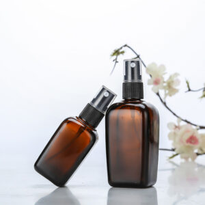 Wholesale Empty Amber 10ml 20ml 30ml 50ml 100ml Refillable Square Alcohol Glass Perfume Bottle Glass Spray Bottle with Sprayer