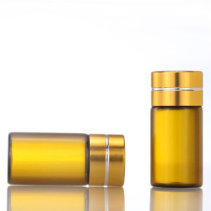 Wholesale 1ml 2ml 3ml 4ml 5ml Moulded Small Bottles De Vidrio De Amber Glass Vial with Aluminum Caps and Silver Lines