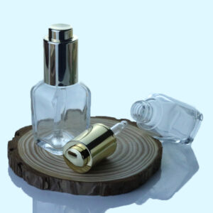 Wholesale Press Pump Dropper Serum Container 10ml 20ml 35ml 50ml Square Clear Glass Dropper Bottle