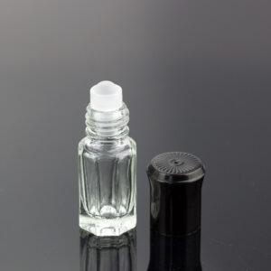 Wholesale Empty Transparent New Style Octagonal Shape 3ml Glass Bottle of Attar Perfume Oil with Glass Roller