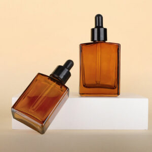 Wholesale 30ml 50ml 100ml Brown Flat Square Glass Essence Bottle Essence Oil Bottle Dropper Bottle