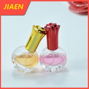 Colorful Shaped Perful Bottle with Flower Lid Refilled Mist Spray Glass Bottle