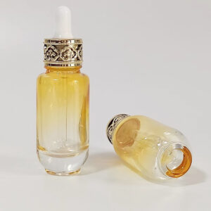 Wholesale 30ml Transparent Essential Oil Glass Bottle with Chinese Style Carved Flower Cap Original Liquid Glass Bottle Thick Bottom Red Dropper Glass Bottle