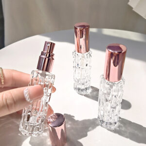 Wholesale 10ml 15ml Glass Perfume Spray Bottle Rose Gold Aluminum Nozzle Perfume Dispenser Bottle Pressed Empty Bottle