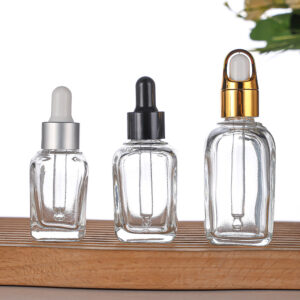 Wholesale 10ml20ml30ml50ml100ml Transparent Glass Square Oil Bottle Cosmetic Dispensing Bottle Plastic Head Dropper Bottle