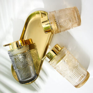 300ml 400ml Glass Foam Soap Dispenser Refillable Faming Pump Dispenser with Gold Pump Foam Hand Soap Dispenser for Bathroom Modern Home Bathroom Decor