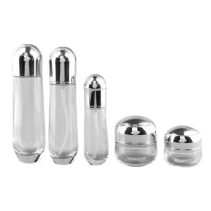 Wholesale Empty Cosmetic 30g 50g Transparent Glass Cream Jar 40ml 100ml 120ml Essence Glass Bottle Glasslotion Skin Care